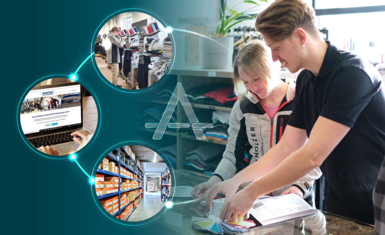 Passt-immer-System, Komplettlösung für Procurement, und Beschaffung mit smartem Mitarbeiterwebshop für Workwear Arbeitsbekleidung, Corporate Fashion, Teambekleidung, Lager Antholzer, Textilveredelung