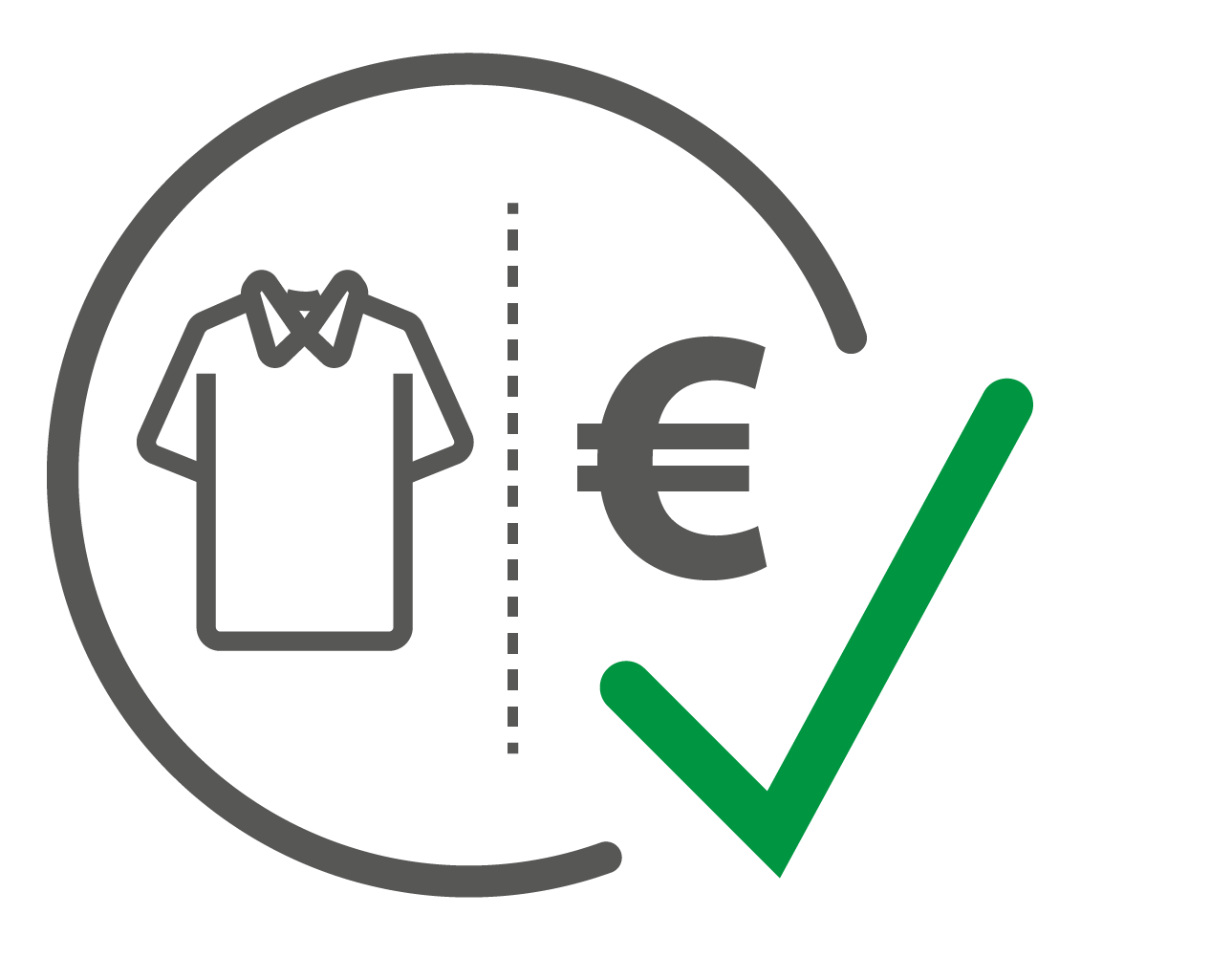 Icon volle Bestell- und Kostenkontrolle bei Bestellung von Arbeitskleidung, teamkleidung oder PSA mit Textilveredelung im B2B-Mitarbeiter-Webshop