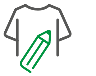 Icon Indiviudelle veredelung der im Shop verfügbaren Arbeitskleidung mit Stick oder Druck des Firmenlogos, Name oder Motiven